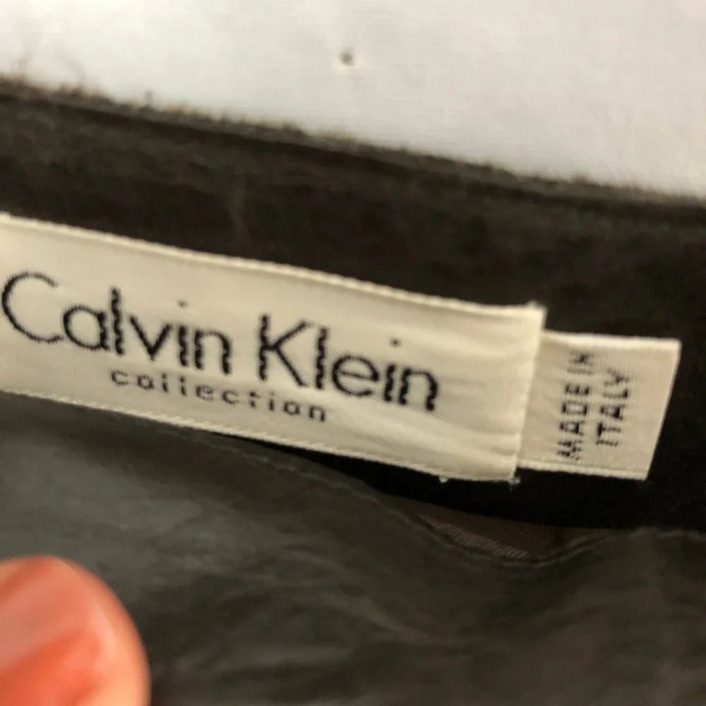CALVIN KLEIN BROWN MIDI LEATHER SKIRT SIZE 8